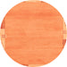 Round Machine Washable Abstract Orange Modern Area Rugs, wshabs3075org