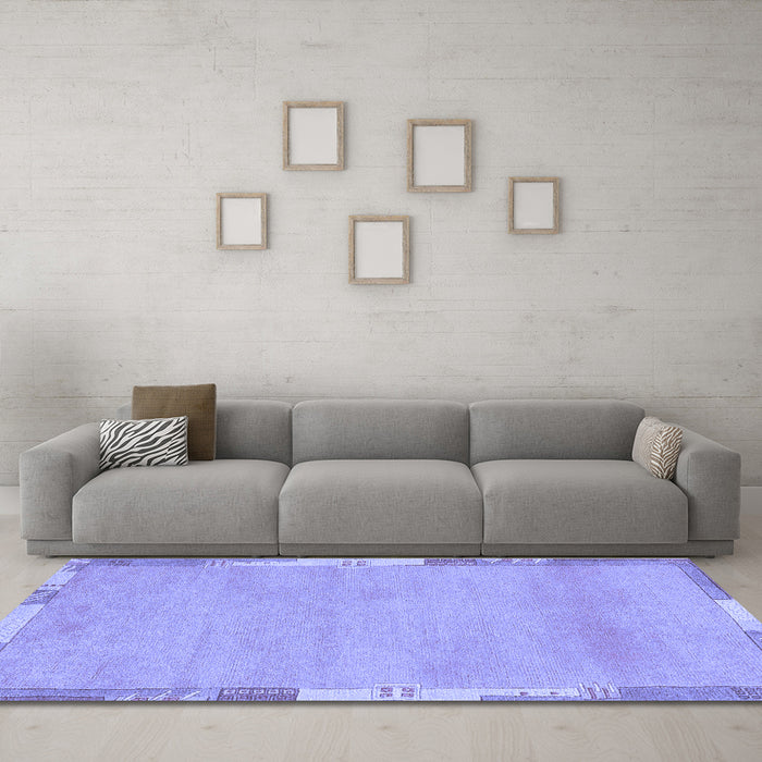 Machine Washable Abstract Blue Modern Rug in a Living Room, wshabs3075blu