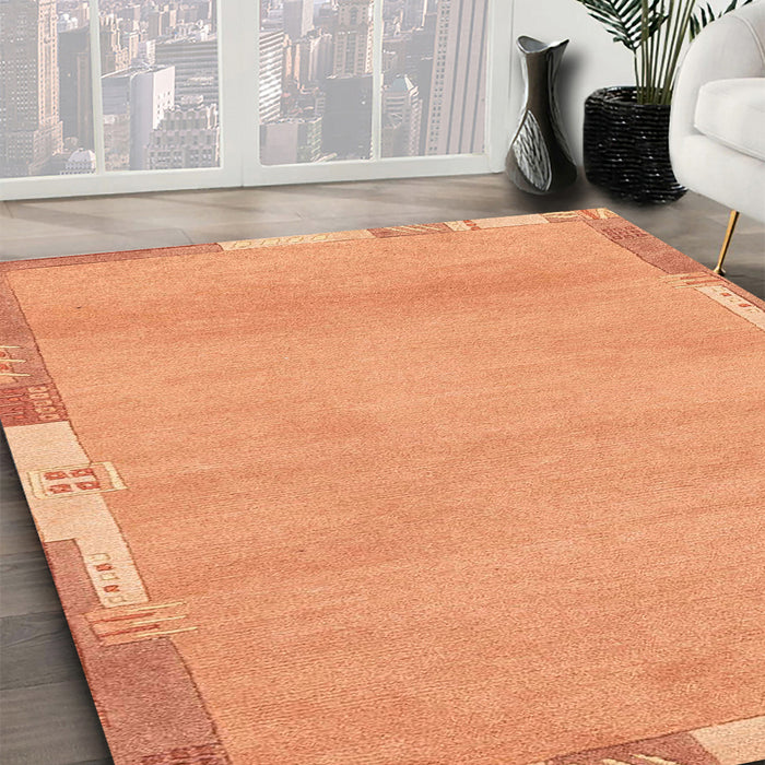 Machine Washable Abstract Orange Rug in a Family Room, wshabs3075
