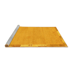 Sideview of Machine Washable Abstract Yellow Modern Rug, wshabs3075yw