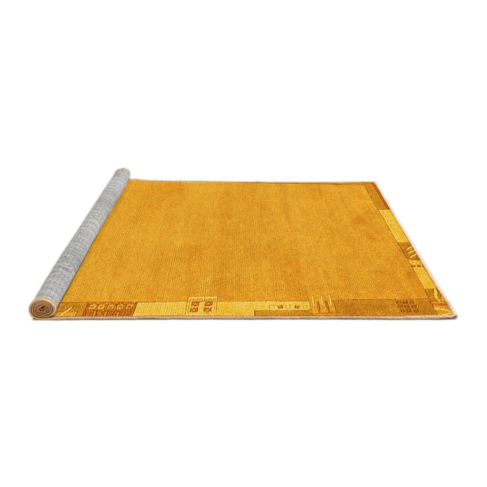 Sideview of Machine Washable Abstract Yellow Modern Rug, wshabs3075yw