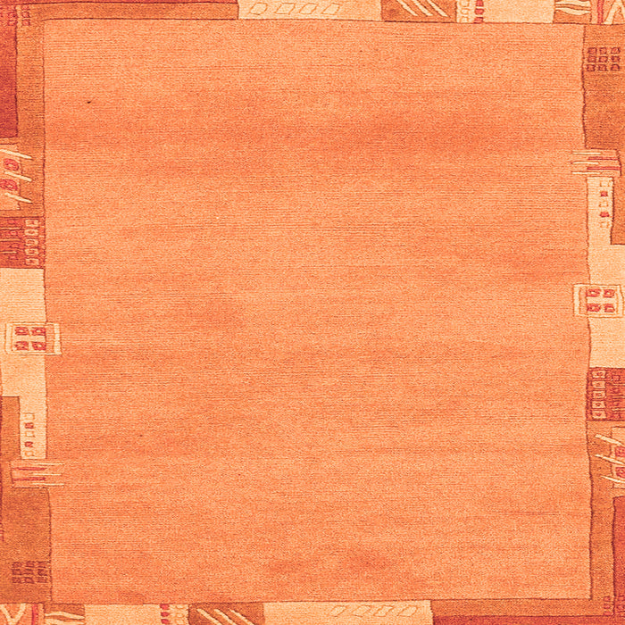 Square Machine Washable Abstract Orange Modern Area Rugs, wshabs3075org