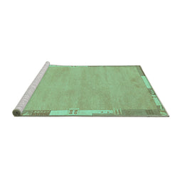 Sideview of Machine Washable Abstract Turquoise Modern Area Rugs, wshabs3075turq