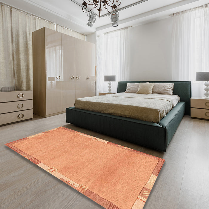 Abstract Orange Modern Rug in a Bedroom, abs3075