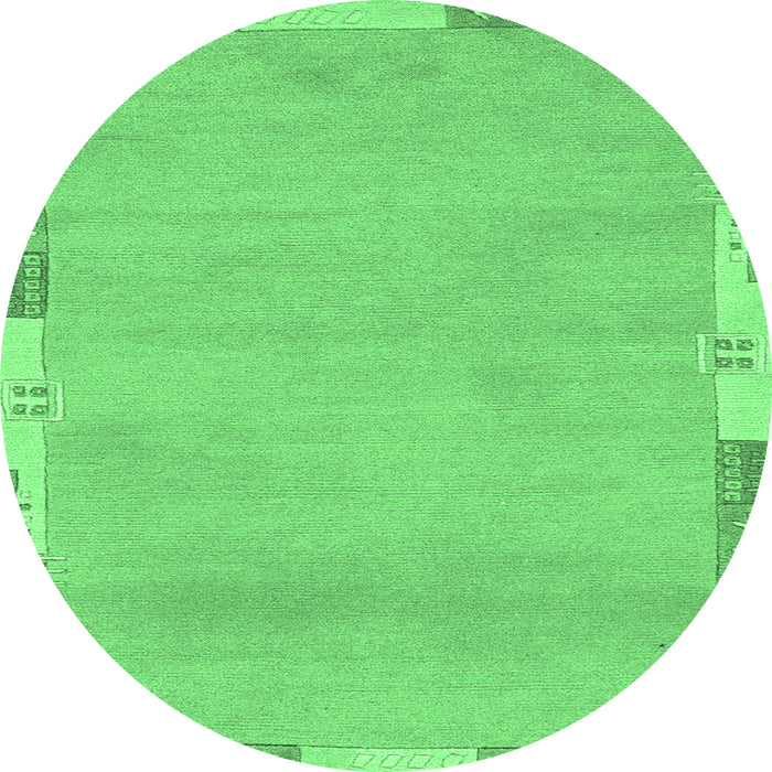 Round Abstract Emerald Green Modern Rug, abs3075emgrn