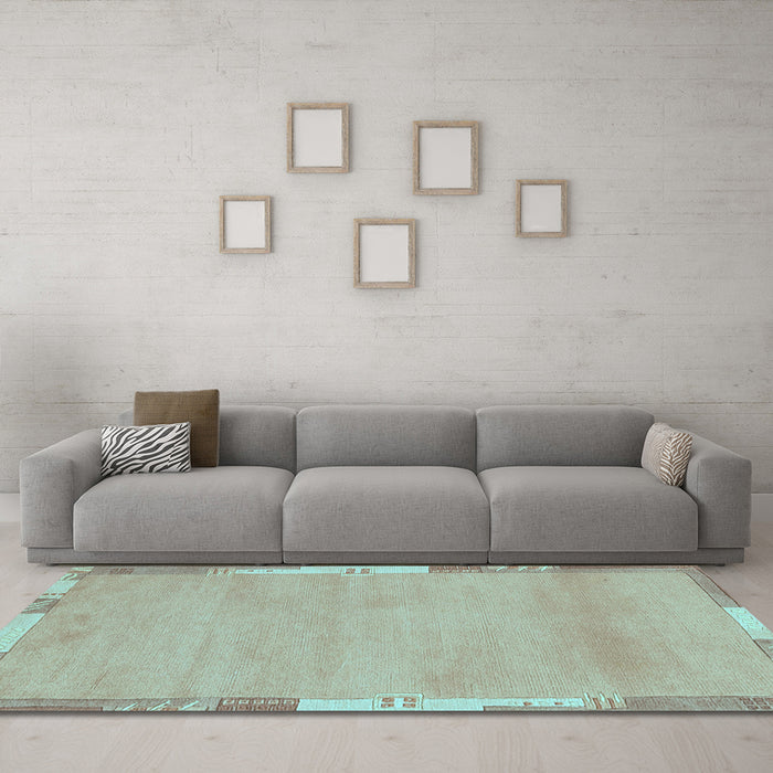 Machine Washable Abstract Light Blue Modern Rug in a Living Room, wshabs3075lblu