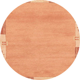 Round Machine Washable Abstract Orange Rug, wshabs3075