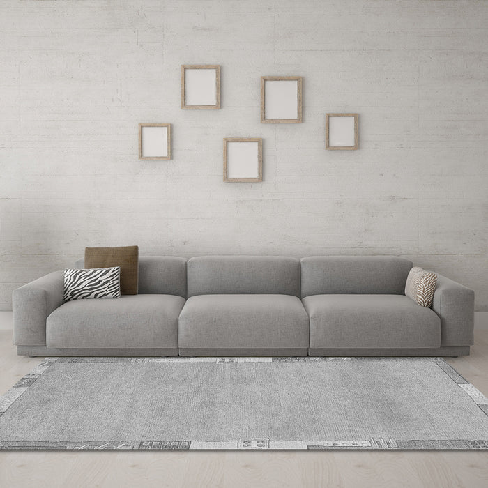 Machine Washable Abstract Gray Modern Rug in a Living Room,, wshabs3075gry