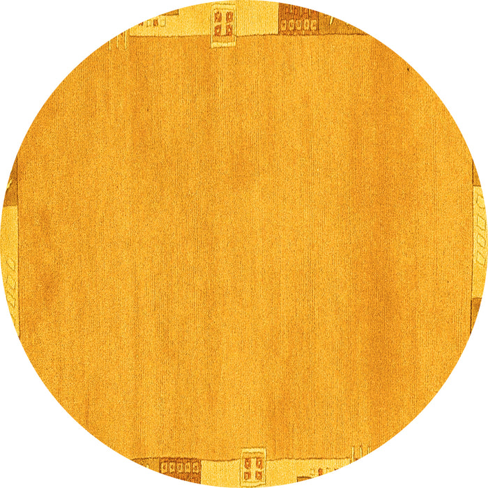 Round Machine Washable Abstract Yellow Modern Rug, wshabs3075yw