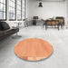 Round Machine Washable Abstract Orange Rug in a Office, wshabs3075