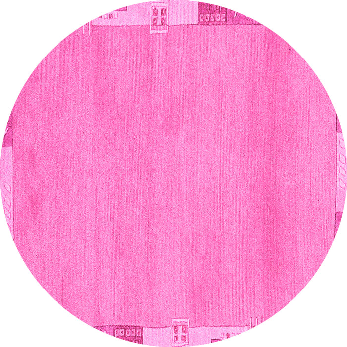 Round Machine Washable Abstract Pink Modern Rug, wshabs3075pnk