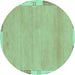 Round Abstract Turquoise Modern Rug, abs3075turq