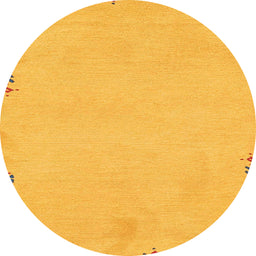 Round Machine Washable Abstract Orange Rug, wshabs3076