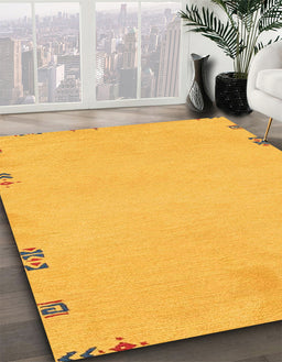 Abstract Orange Modern Rug in Family Room, abs3076