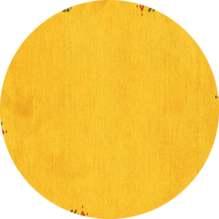 Round Abstract Yellow Modern Rug, abs3076yw
