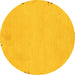 Round Abstract Yellow Modern Rug, abs3076yw