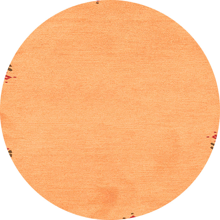 Round Machine Washable Abstract Orange Modern Area Rugs, wshabs3076org