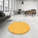 Round Machine Washable Abstract Orange Rug in a Office, wshabs3076