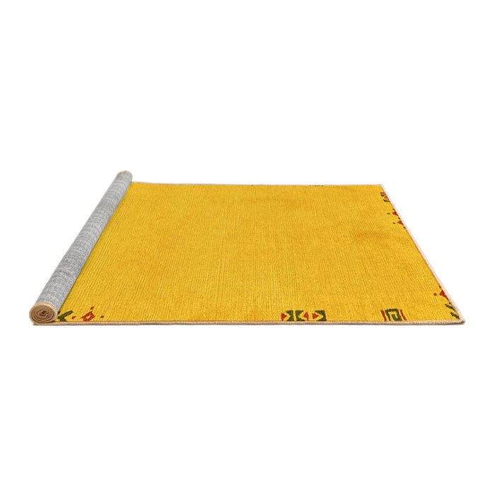 Sideview of Machine Washable Abstract Yellow Modern Rug, wshabs3076yw