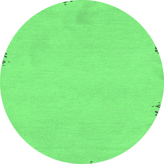 Round Machine Washable Abstract Emerald Green Modern Area Rugs, wshabs3076emgrn