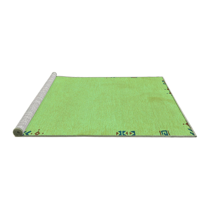 Sideview of Machine Washable Abstract Turquoise Modern Area Rugs, wshabs3076turq