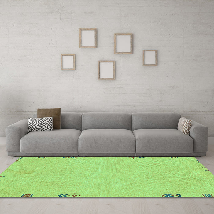 Machine Washable Abstract Turquoise Modern Area Rugs in a Living Room,, wshabs3076turq