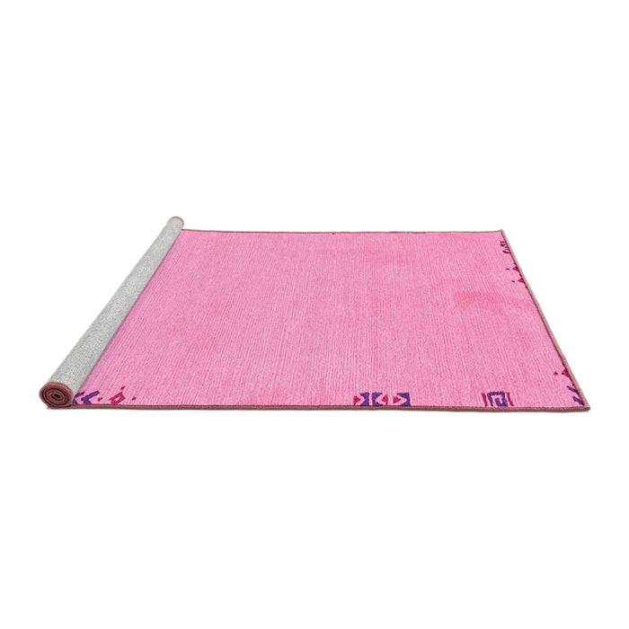 Sideview of Machine Washable Abstract Pink Modern Rug, wshabs3076pnk