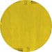 Round Machine Washable Abstract Yellow Modern Rug, wshabs3077yw