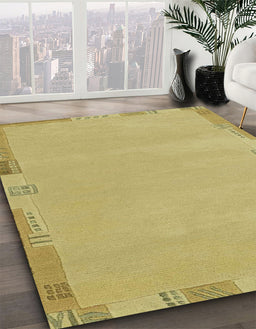 Abstract Metallic Gold Modern Rug in Family Room, abs3077