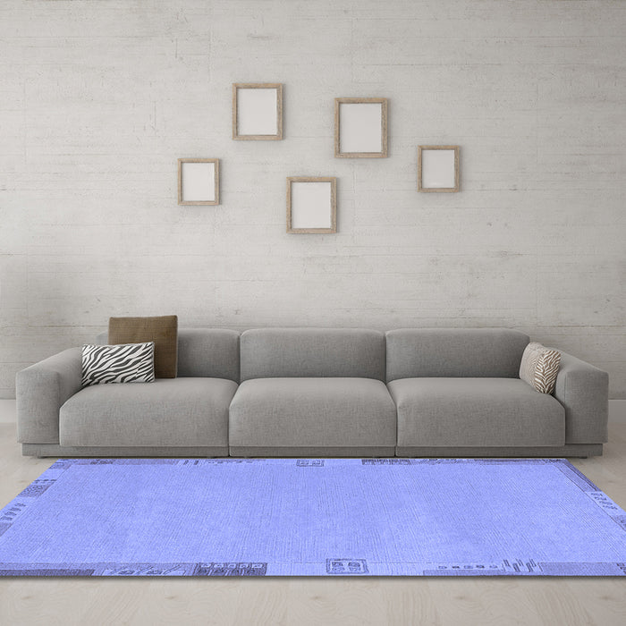 Machine Washable Abstract Blue Modern Rug in a Living Room, wshabs3077blu