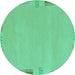 Round Machine Washable Abstract Turquoise Modern Area Rugs, wshabs3077turq