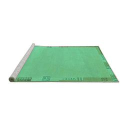 Sideview of Machine Washable Abstract Turquoise Modern Area Rugs, wshabs3077turq