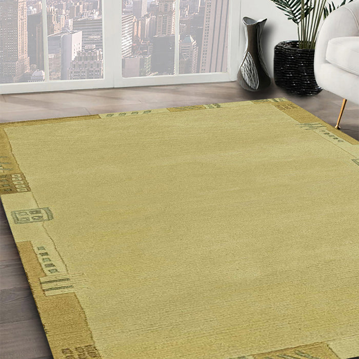 Abstract Metallic Gold Modern Rug in Family Room, abs3077