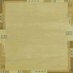 Square Machine Washable Abstract Metallic Gold Rug, wshabs3077