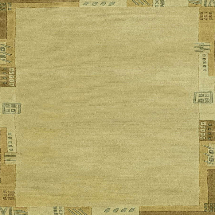 Square Machine Washable Abstract Metallic Gold Rug, wshabs3077
