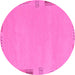 Round Abstract Pink Modern Rug, abs3077pnk