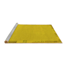 Sideview of Machine Washable Abstract Yellow Modern Rug, wshabs3077yw