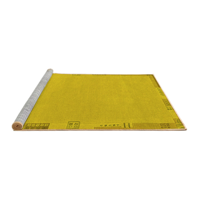Sideview of Machine Washable Abstract Yellow Modern Rug, wshabs3077yw