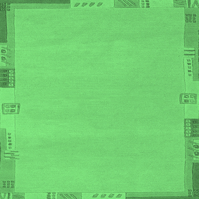 Square Abstract Emerald Green Modern Rug, abs3077emgrn