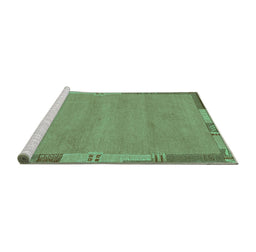 Sideview of Machine Washable Abstract Turquoise Modern Area Rugs, wshabs3078turq