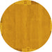 Round Abstract Yellow Modern Rug, abs3078yw