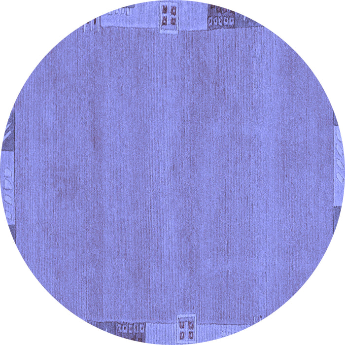Round Abstract Blue Modern Rug, abs3078blu