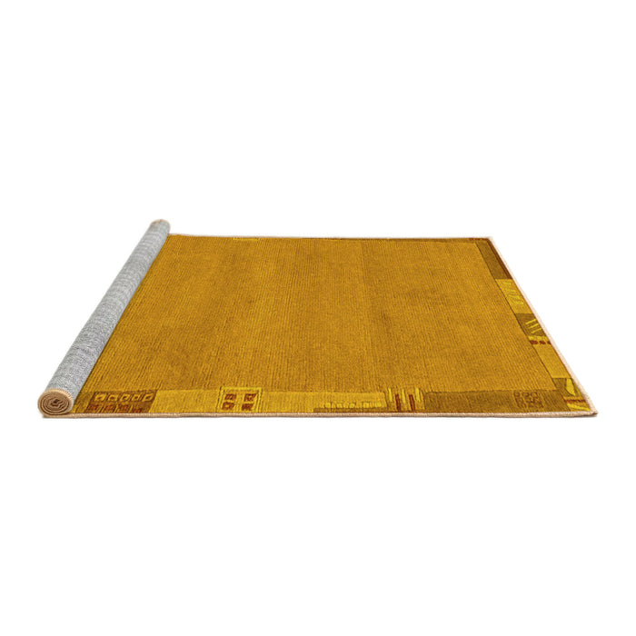 Sideview of Machine Washable Abstract Yellow Modern Rug, wshabs3078yw