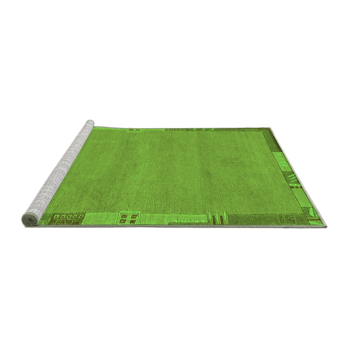 Sideview of Machine Washable Abstract Green Modern Area Rugs, wshabs3078grn