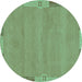 Round Abstract Turquoise Modern Rug, abs3078turq