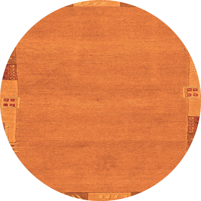 Round Machine Washable Abstract Orange Modern Area Rugs, wshabs3078org