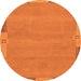 Round Machine Washable Abstract Orange Modern Area Rugs, wshabs3078org