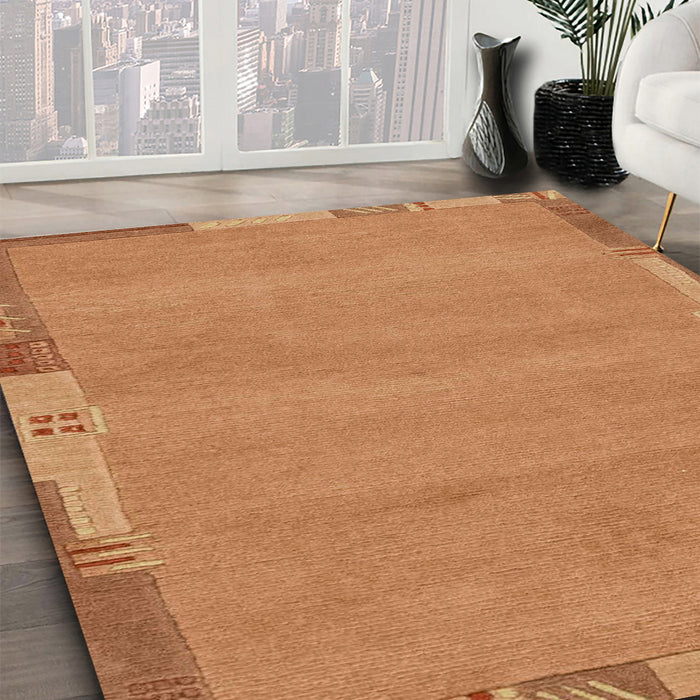 Abstract Orange Modern Rug in Family Room, abs3078