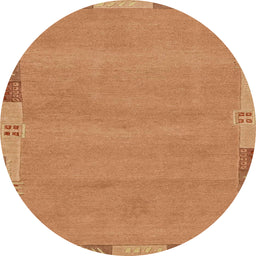 Round Machine Washable Abstract Orange Rug, wshabs3078