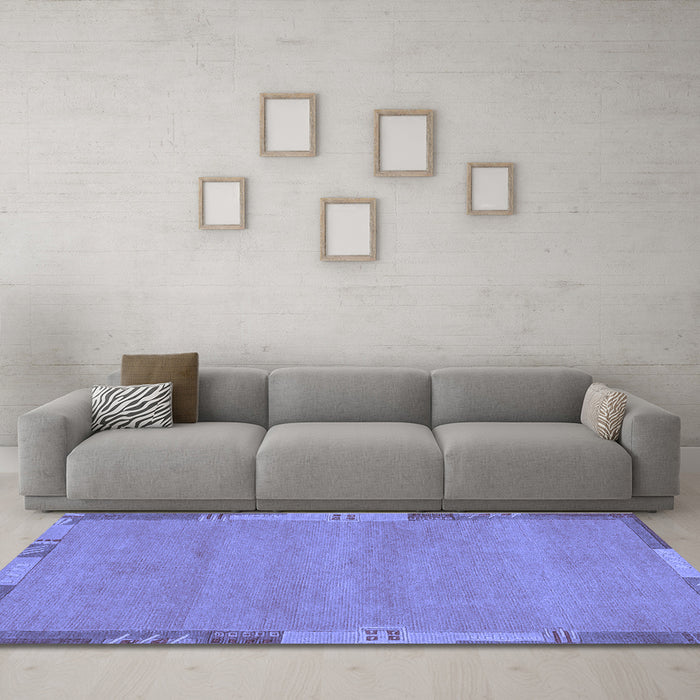 Machine Washable Abstract Blue Modern Rug in a Living Room, wshabs3078blu